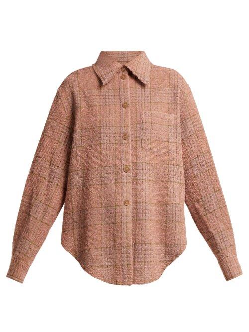 Matchesfashion.com Acne Studios - Checked Wool Blend Boucl Shirt - Womens - Light Pink