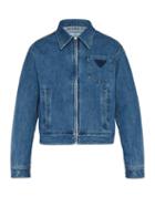 Matchesfashion.com Prada - Washed Logo Denim Jacket - Mens - Blue