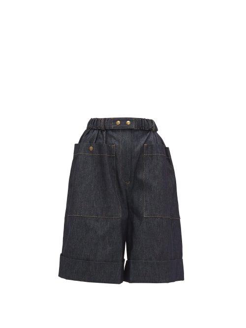 Matchesfashion.com Symonds Pearmain - High-rise Belted Denim Shorts - Womens - Denim