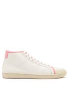 Ladies Shoes Saint Laurent - Sl 39 Contrast-trim Leather High-top Trainers - Womens - Pink White