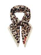 Matchesfashion.com Ganni - Logo-embroidered Leopard-print Twill Scarf - Womens - Leopard