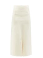 Jil Sander - Slit-hem Cotton-blend Boucl Midi Skirt - Womens - Cream
