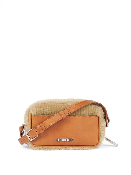 Jacquemus - Baneto Small Faux-shearling & Suede Cross-body Bag - Womens - Beige