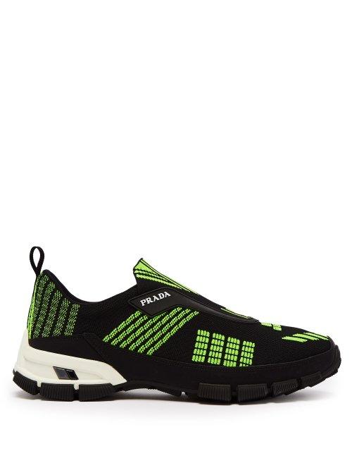 Matchesfashion.com Prada - Cross Action Mesh Trainers - Mens - Black Green