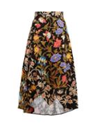 Matchesfashion.com Peter Pilotto - Floral Print Cloqu Midi Skirt - Womens - Black Multi