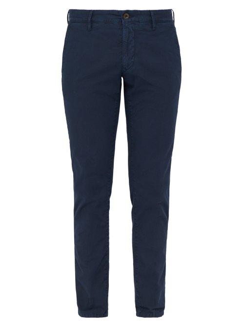 Matchesfashion.com Incotex - Slim Fit Stretch Cotton Twill Chino Trousers - Mens - Navy