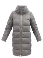 Herno - Cabled-collar Quilted Cashmere-blend Down Coat - Womens - Grey