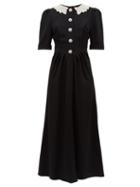 Matchesfashion.com Alessandra Rich - Crystal Embellished Slit Front Dress - Womens - Black White