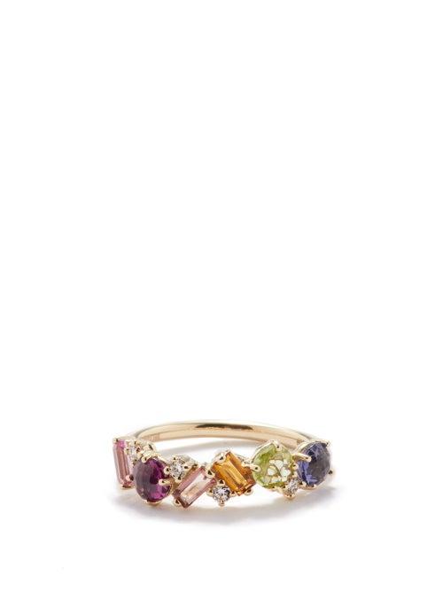 Suzanne Kalan - Amalfi Diamond, Topaz & 14kt Rose-gold Ring - Womens - Gold Multi