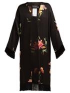 Matchesfashion.com Etro - Meadows Lily Print Satin Kimono Jacket - Womens - Black Multi
