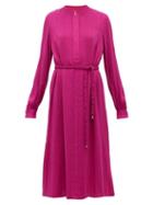 Matchesfashion.com Zeus + Dione - Hera Silk Blend Crepe Midi Dress - Womens - Pink
