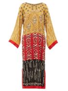 Matchesfashion.com Saloni - Maki-b Embellished Silk-georgette Kaftan Dress - Womens - Yellow Multi