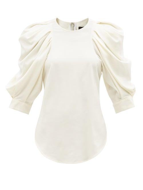 Isabel Marant - Surya Balloon-sleeve Crepe Top - Womens - White
