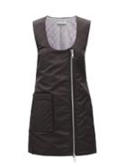 Ganni - Logo-patch Quilted Recycled-fibre Mini Dress - Womens - Black