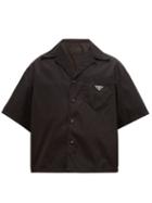 Matchesfashion.com Prada - Logo Plaque Nylon Gabardine Bowling Shirt - Mens - Black