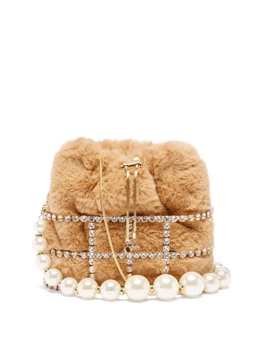 Rosantica - Poppy Faux-fur Cage Handbag - Womens - Brown Multi