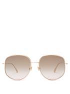 Matchesfashion.com Dior Eyewear - Dior By Dior Oversized Round Metal Sunglasses - Womens - Green Gold