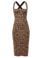 Galvan - Diana Leopard-print Knit Dress - Womens - Leopard