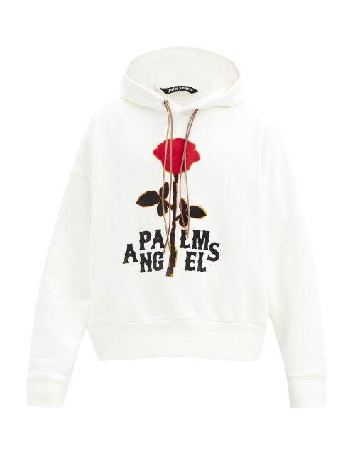 Matchesfashion.com Palm Angels - Red Rose-printed Cotton-jersey Hooded Sweatshirt - Mens - Red White