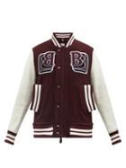 Burberry - Logo-patch Leather-trim Wool-blend Varsity Jacket - Mens - Red