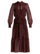 See By Chloé Tie-waist Pleated Voile Dress