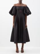 Aje - Eugenie Off-the-shoulder Linen-blend Dress - Womens - Black