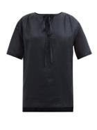 Joseph - Birna Drawstring-neckline Voile Top - Womens - Black