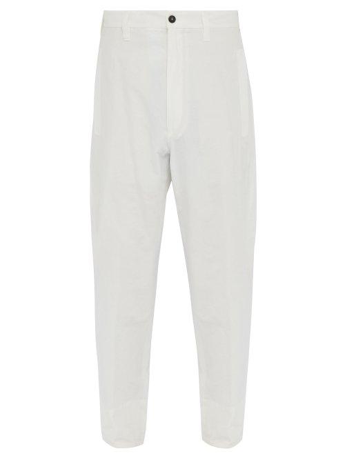 Matchesfashion.com Ann Demeulemeester - Achilles High Rise Cotton Jacquard Trousers - Mens - White
