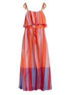 Matchesfashion.com Diane Von Furstenberg - Striped Cotton And Silk Blend Maxi Dress - Womens - Red Stripe