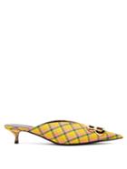 Matchesfashion.com Balenciaga - Knife Checked Bb Mules - Womens - Yellow Multi