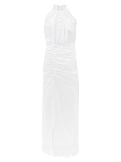 Matchesfashion.com Raquel Diniz - Constance Embroidered Cotton-poplin Maxi Dress - Womens - White