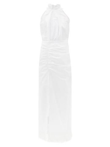Matchesfashion.com Raquel Diniz - Constance Embroidered Cotton-poplin Maxi Dress - Womens - White