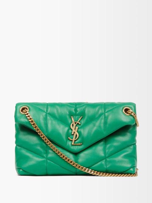 Saint Laurent - Puffer Ysl-logo Quilted-leather Shoulder Bag - Womens - Green