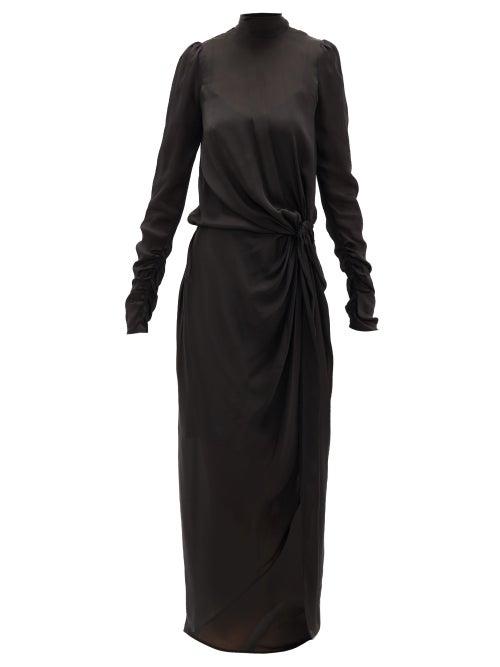 Matchesfashion.com Zimmermann - Drape Knotted Silk-chiffon Dress - Womens - Black
