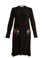 Sonia Rykiel Floral-embroidered Lace-trimmed Silk Dress