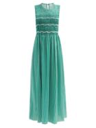 Loretta Caponi - Gioia Hand-smocked Striped Poplin Dress - Womens - Green Stripe