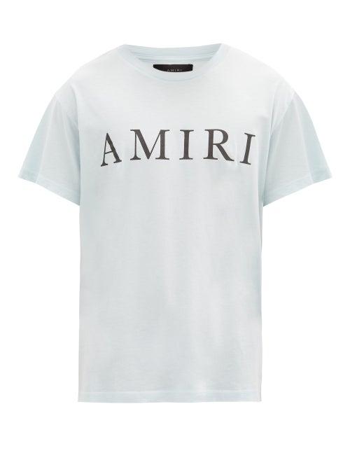 Matchesfashion.com Amiri - Logo-print Cotton T-shirt - Mens - Blue