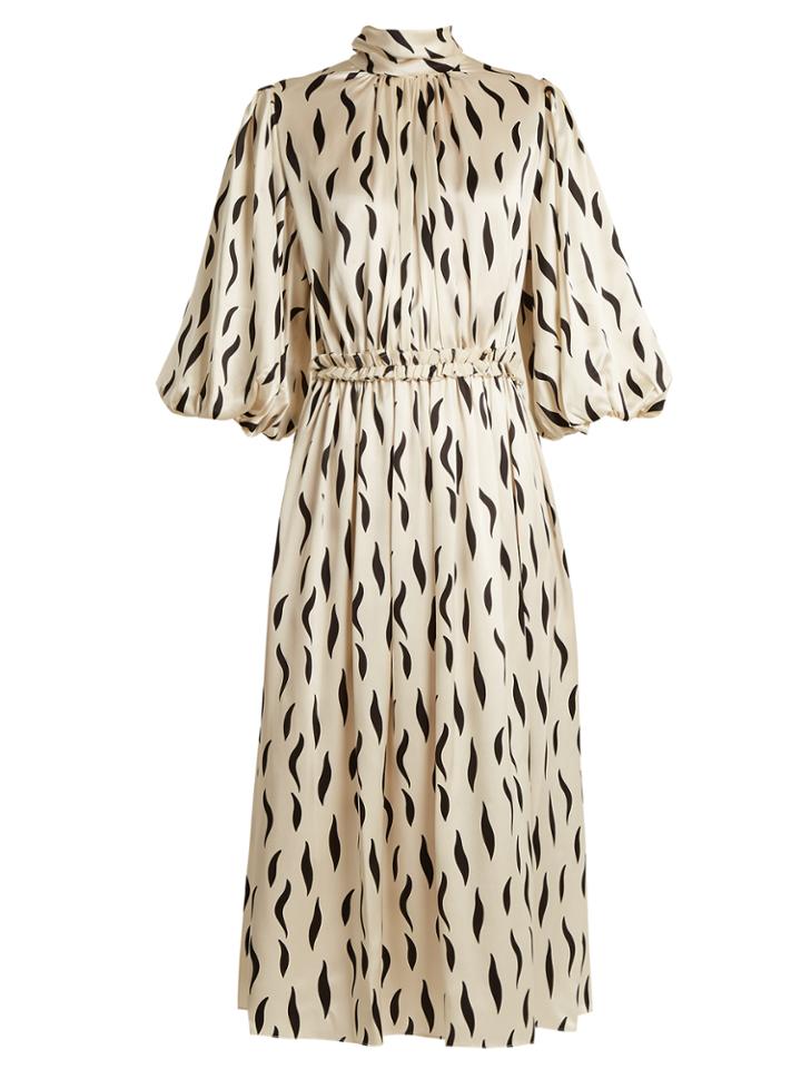 Joseph Owen High-neck Zebra-print Silk Dress