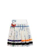 Matchesfashion.com Chopova Lowena - Floral Embroidered Recycled Tapestry Skirt - Womens - White Multi