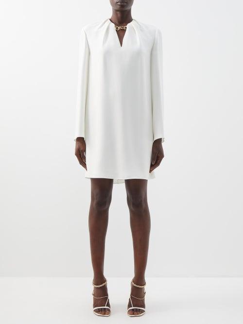Valentino - V-logo Chain Silk-cady Mini Dress - Womens - White
