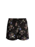 Matchesfashion.com Commas - Floral Print Swim Shorts - Mens - Black Multi