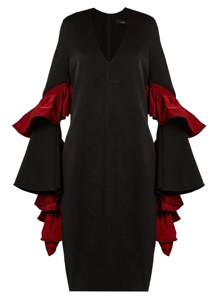 Ellery Molotov Ruffled-sleeve Cady Midi Dress