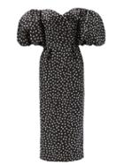 Matchesfashion.com Rasario - Off-the-shoulder Polka-dot Silk Midi Dress - Womens - Black White