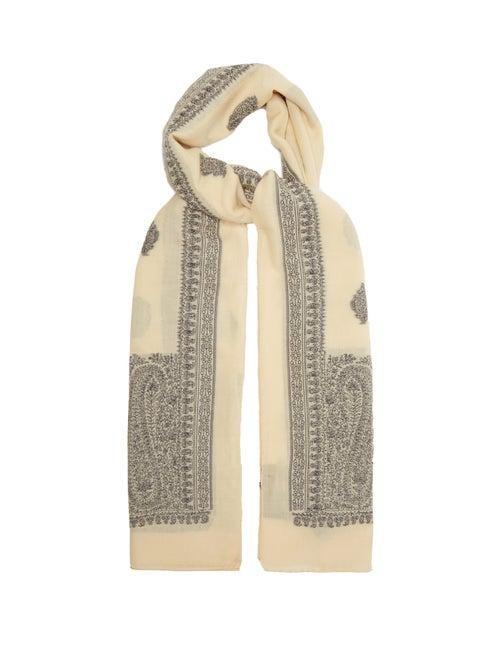 Matchesfashion.com Etro - Floral-jacquard Wool-blend Twill Scarf - Womens - Beige Multi
