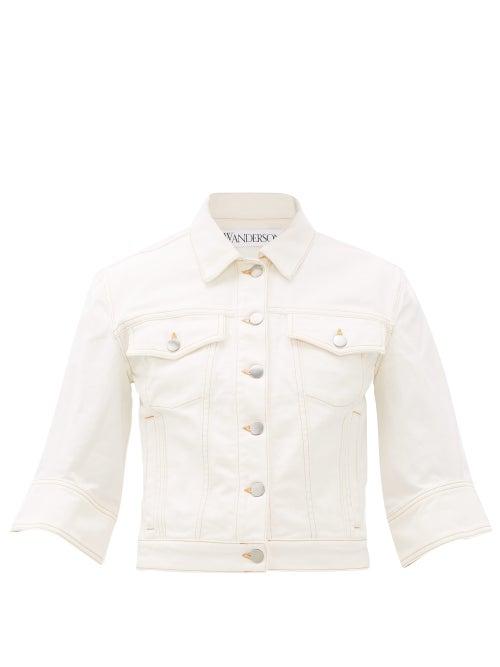 Matchesfashion.com Jw Anderson - Cropped Denim Jacket - Womens - White