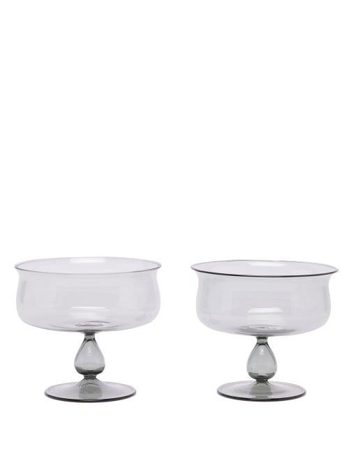 Yali Glass - Set Of Two Coupe Glasses - Grey