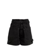 Matchesfashion.com Isabel Marant - Ike Paperbag Waist Belted Cotton Shorts - Womens - Black