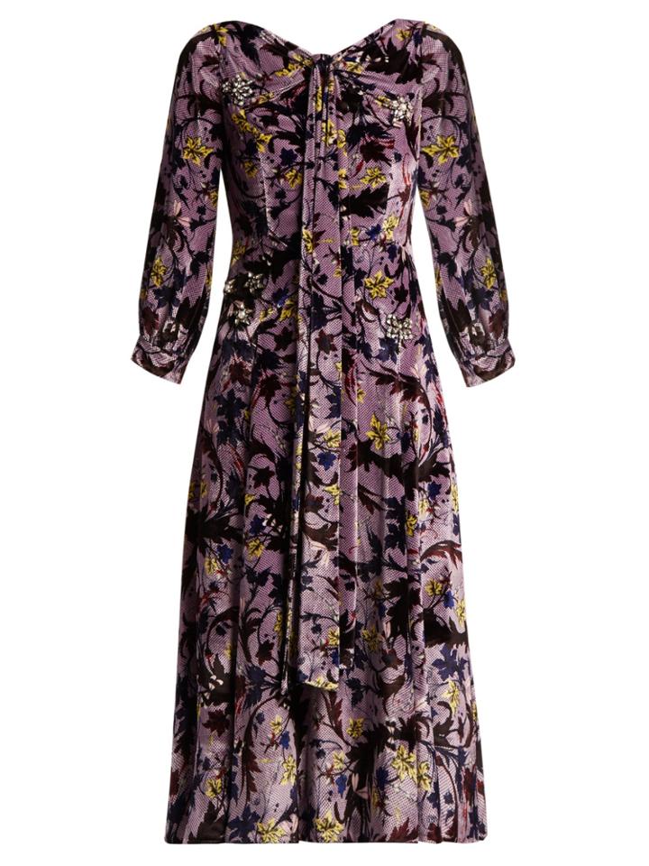 Erdem Zelena Astaire-print Velvet Gown