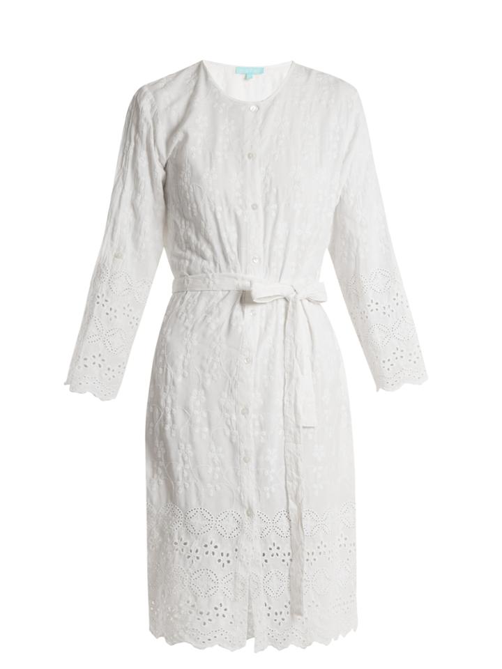 Melissa Odabash Cecilia Embroidered Collarless Shirtdress