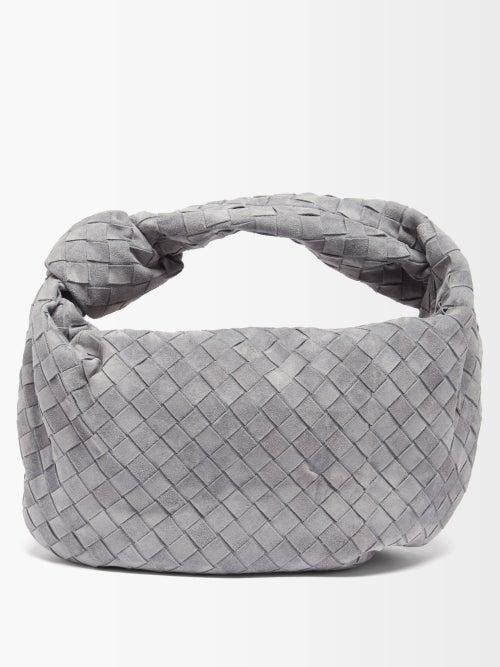 Bottega Veneta - Jodie Teen Intrecciato-suede Shoulder Bag - Womens - Grey